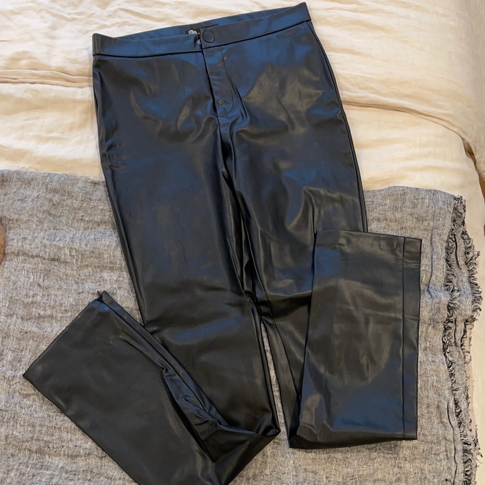 Zara extra long faux leather legging
